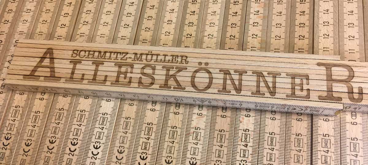 Lasergravur auf Zollstock